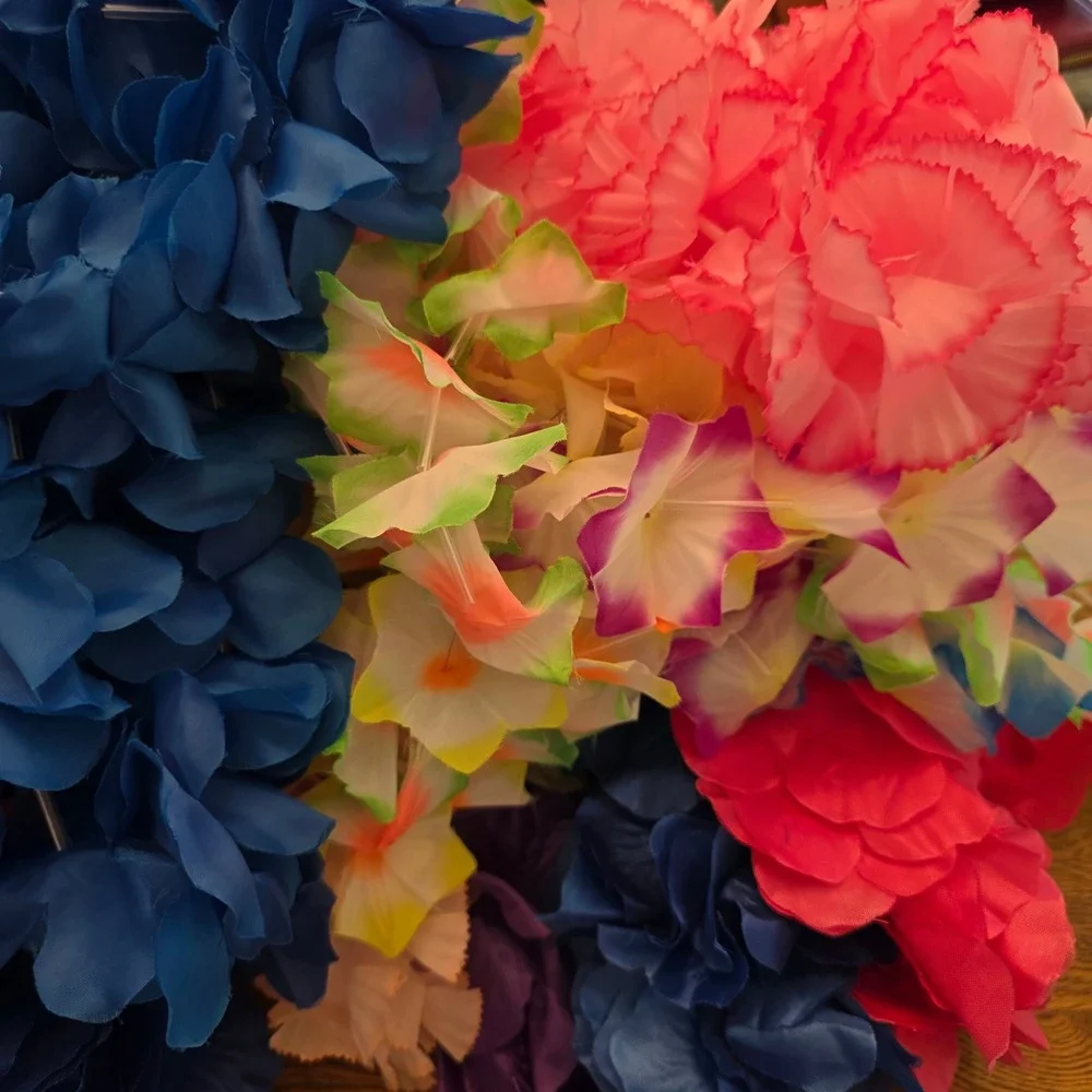 Lot of 24 Hawaiian Flower Leis Multicolor Tropical Luau Party Favors Bulk Set